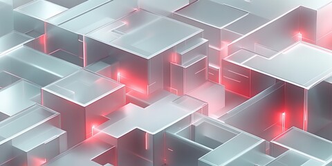 Wall Mural - a sleek, modern representation of multi level labyrinth, material is transparent, matt glass, only i