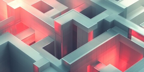 Wall Mural - a sleek, modern representation of multi level labyrinth, material is transparent, matt glass, only i