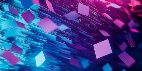 Wall Mural - a lot of digital documents on a notebook screen, abstract image, blue and magenta hues