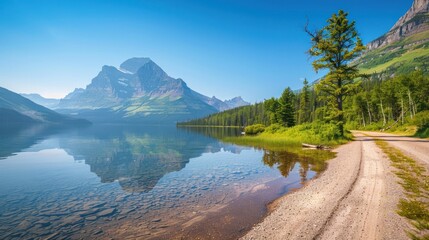 Canvas Print - Scenic Mountain Lake in Montana