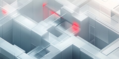 Wall Mural - a sleek, modern representation of multi level labyrinth, material is transparent, matt glass, in mil