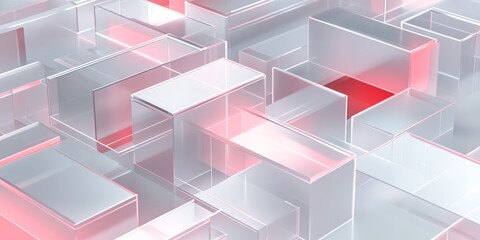 Wall Mural - a sleek, modern representation of multi level labyrinth, material is transparent, matt glass, in mil