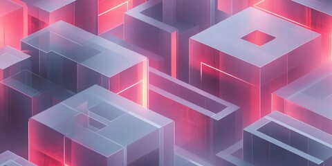 Wall Mural - a sleek, modern representation of multi level labyrinth, material is transparent, matt glass, in mil