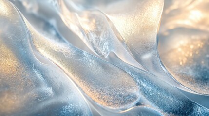 Sticker - Delicate, frosty patterns emerge from ice, capturing the beauty of a winter landscape with shimmering textures and subtle light reflections. Generative AI