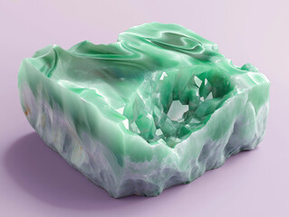 Incredibly Detailed Jade Gemstone on a Smooth Lava Base