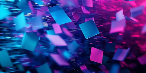 Wall Mural - a lot of digital documents on a notebook screen, abstract image, blue and magenta hues