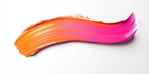 Wall Mural - 3d brush stroke color, one straight stroke, orange pink color, 3d rendering, white background,