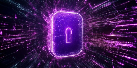Wall Mural - a big front lock, the digital panel turns into particles, and the particles form a big front lock, p