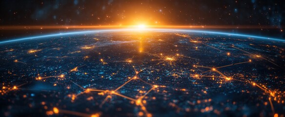 Earth at Night with Network Connections