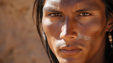 Canvas Print - Close-up Portrait of a Native American Man