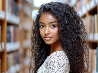 Poster - Contemporary African-American Woman in a Library