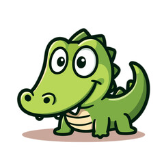 Wall Mural - Cute cartoon crocodile with big eyes and friendly smile