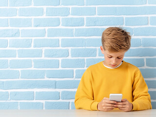 boy schoolboy playing video game on mobile phone at lesson at school hide smartphone under class desk distract from studying gadget addiction writing learning