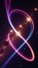 abstract cosmic dreamscape with glowing light streaks and stars