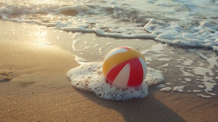 Wall Mural - soap bar on a beach ball near the water edge