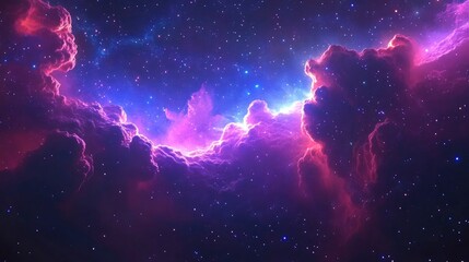 Wall Mural - infinite space background featuring nebula and stars in a 3d cartoon rendering