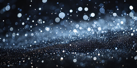 Wall Mural - blurry image of a dark blue sky with many small, white, and blue dots scattered throughout. christma