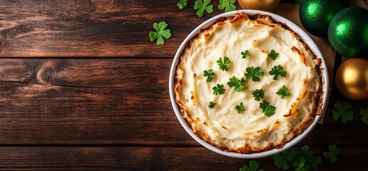 A hearty shepherd's pie topped with green herbs for St. Patrick's Day.