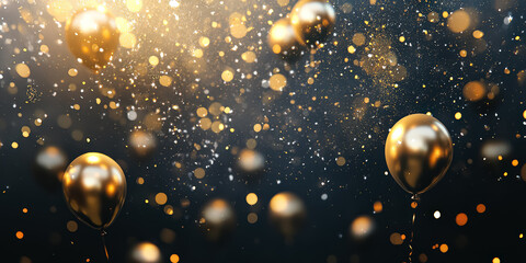 Wall Mural - bunch of gold balloons are floating in the air, creating a festive and celebratory atmosphere. the b