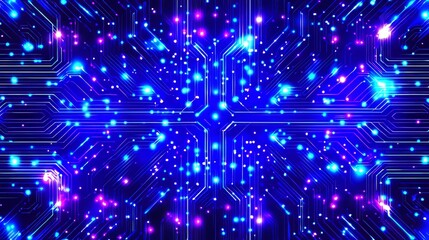 Future technology circuit board background with glowing electronic components - futuristic digital concept for innovation and connectivity