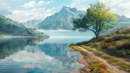 Canvas Print - Serene Mountain Lake