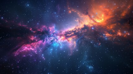 Wall Mural - nebula and stars in deep space, with a vibrant mix of colors and cosmic dust