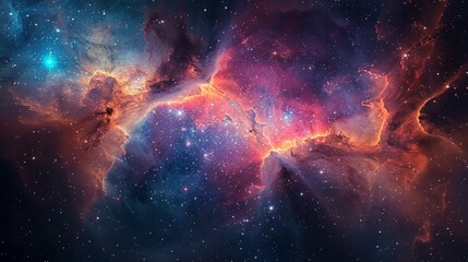 Wall Mural - nebula and stars in deep space, with a vibrant mix of colors and cosmic dust