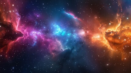 Wall Mural - nebula and stars in deep space, with a vibrant mix of colors and cosmic dust