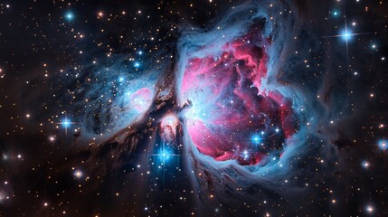 Wall Mural - nebula and stars in deep space, with a vibrant mix of colors and cosmic dust