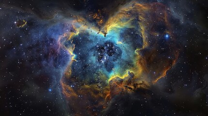 Wall Mural - nebula and stars in deep space, with a vibrant mix of colors and cosmic dust