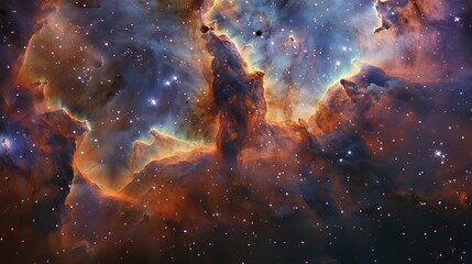 Wall Mural - nebula and stars in deep space, with a vibrant mix of colors and cosmic dust
