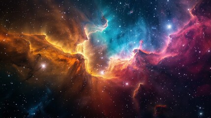 nebula and stars in deep space, with a vibrant mix of colors and cosmic dust