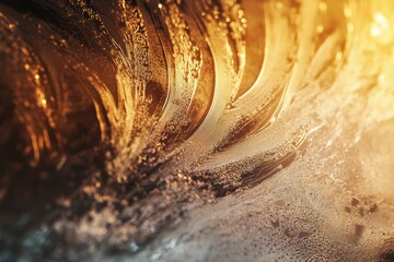Aufkleber - Frosty patterns shimmer under sunlight, revealing delicate textures and swirling designs formed during a chilly winter day. Generative AI