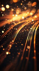 Fototapete - A dazzling array of abstract Christmas lights illuminates the space with golden hues and sparkling effects, evoking a joyful atmosphere. Generative AI