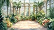 © Yulia - A vibrant Victorian conservatory showcasing exotic plants and ornate ironwork in a serene vintage setting