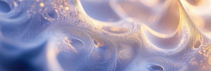 Poster - Delicate frost patterns intertwine in a captivating abstract display, showcasing a blend of icy textures and soft hues. Generative AI