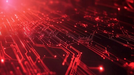 Wall Mural - abstract red circuit board