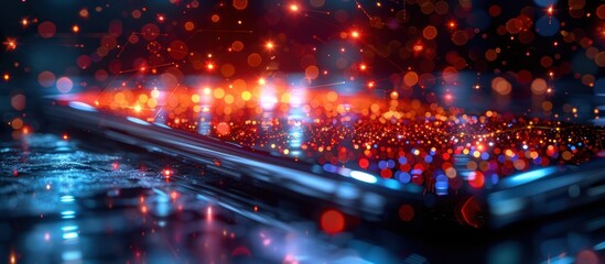 Wall Mural - abstract background with blurry red and blue lights.