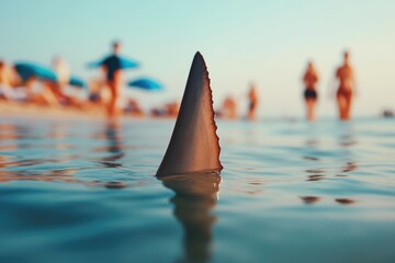 Wall Mural - vivid reflection of shark fin in sea