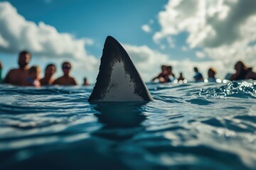 Wall Mural - shark fin sighted amidst calm waters
