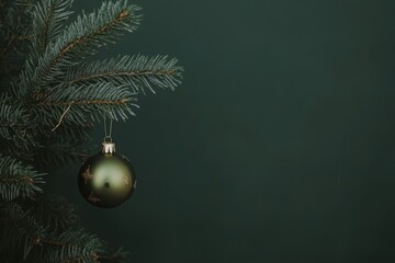 Green ornament on pine branch