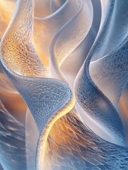 Poster - Swirling patterns of frost blend blue and gold hues, capturing the essence of winter’s intricate beauty in an abstract design. Generative AI