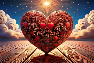 two hearts on a wooden background