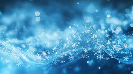 Poster - Delicate snowflakes twinkle and shimmer in the cool blue light, creating an enchanting wintry atmosphere filled with tranquility. Generative AI