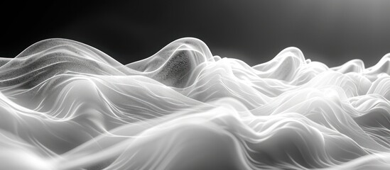 Poster - abstract white flowing lines forming a wavy landscape against a dark background.