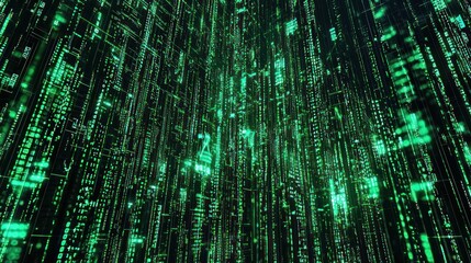 Wall Mural - a digital abstract background illustrates binary code and ai algorithms, symbolizing the fusion of t