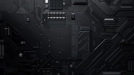 Futuristic gray technology background with electronic motherboard