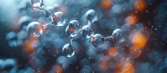 Poster - a molecule model with a blue and orange bokeh background.