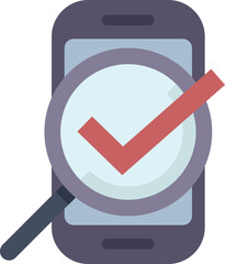 Wall Mural - magnifying glass is magnifying a check mark on a smartphone screen, perfect for representing a posit