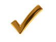 © Love AI - 3d golden tick. A shiny gold tick mark, often symbolizing confirmation or correct choice.